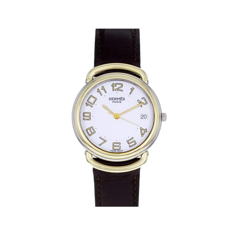 Montre d'occasion HERMES Pullman Kingsize mixte quartz bracelet cuir cresus - vue 1