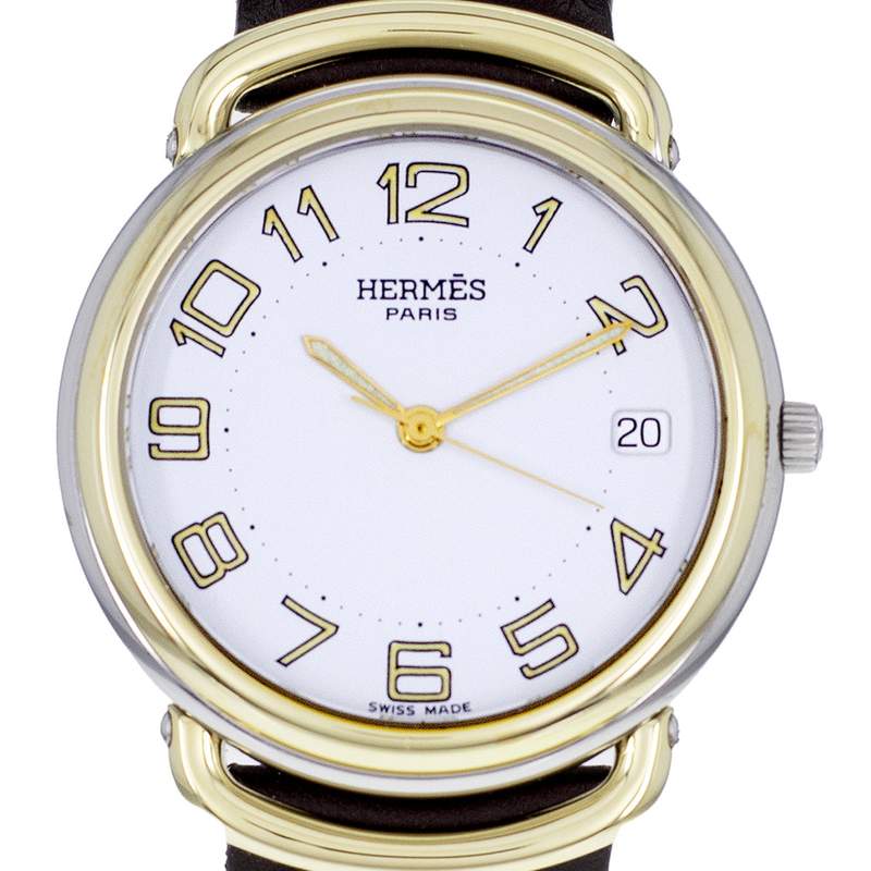 Montre d'occasion HERMES Pullman Kingsize mixte quartz bracelet cuir cresus - vue D1