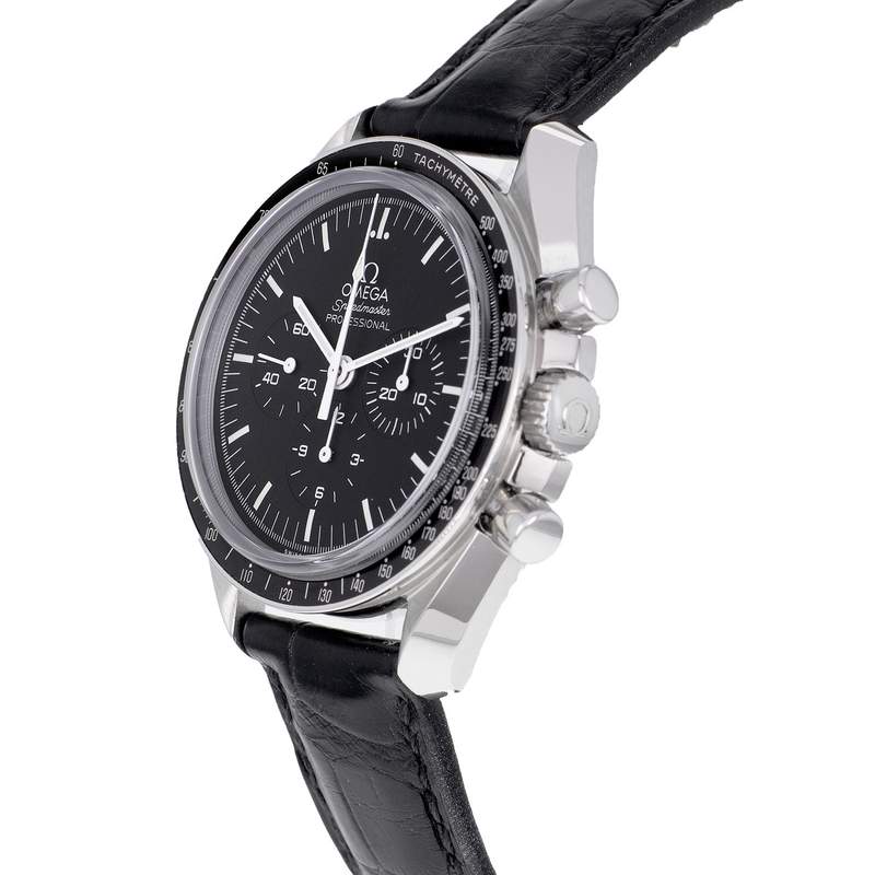 Montre d'occasion OMEGA Speedmaster Moonwatch homme mécanique bracelet cuir d'origine - vue D2