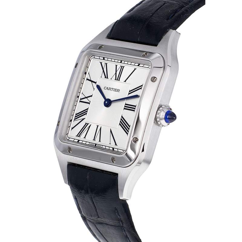 Montre d'occasion CARTIER Santos Dumont mixte quartz bracelet cuir d'origine - vue D2