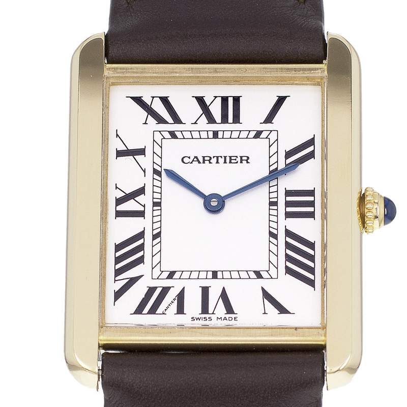 Montre d'occasion CARTIER Tank Solo homme quartz bracelet cuir cresus - vue D1