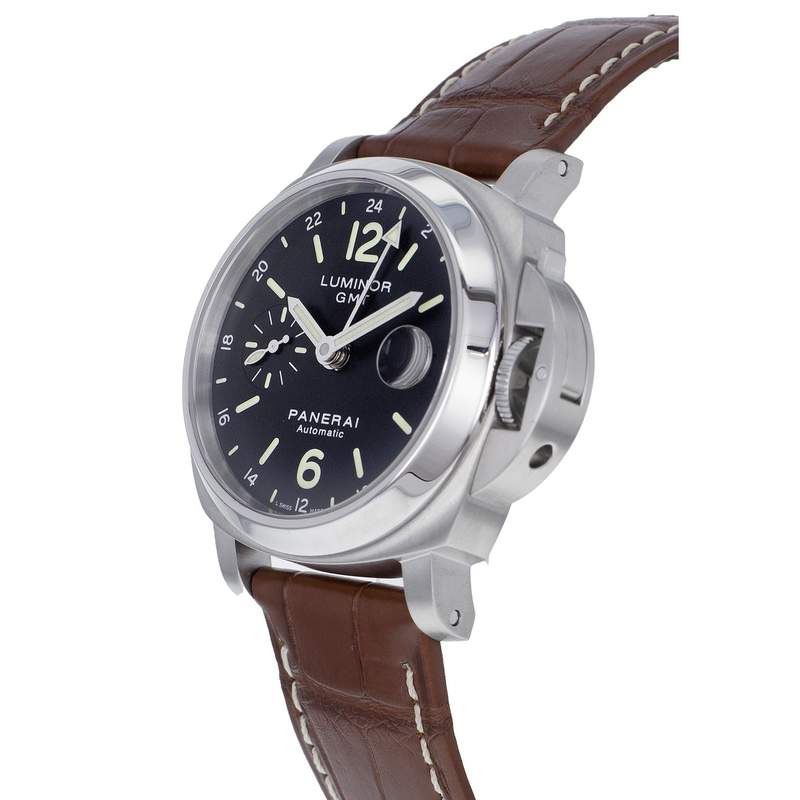 Montre d'occasion PANERAI Luminor GMT homme automatique bracelet cuir d'origine - vue D2