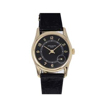 Montre d'occasion PATEK PHILIPPE Calatrava mixte automatique bracelet cuir d'origine