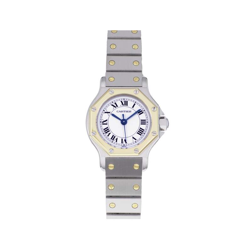 Montre d'occasion CARTIER Santos Octogonale femme automatique bracelet or jaune 750/000 et acier - vue 1