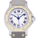 Montre d'occasion CARTIER Santos Octogonale femme automatique bracelet or jaune 750/000 et acier - vue D1