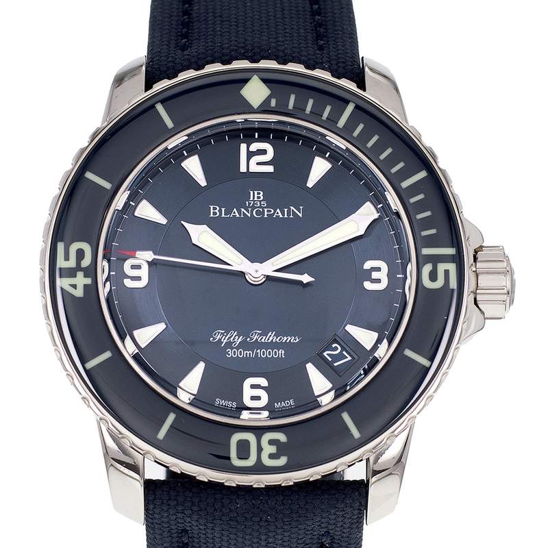 Montre d'occasion BLANCPAIN Fifty Fathoms homme mouvement automatique certifié (cosc) bracelet textile - vue D1