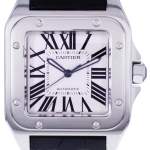 Montre d'occasion CARTIER Santos 100 XL homme automatique bracelet cuir cresus - vue D1