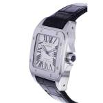 Montre d'occasion CARTIER Santos 100 XL homme automatique bracelet cuir cresus - vue D2