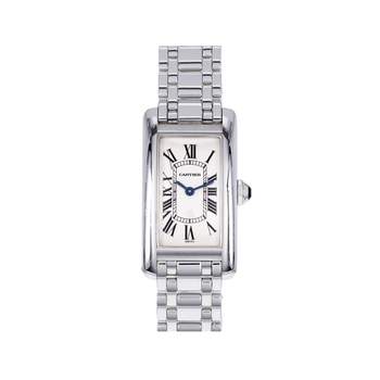 Montre d'occasion CARTIER Tank Américaine femme quartz bracelet or blanc 750/000