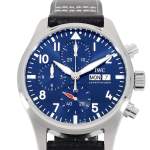 Montre d'occasion IWC Pilot Chronograph homme automatique bracelet cuir d'origine - vue D1
