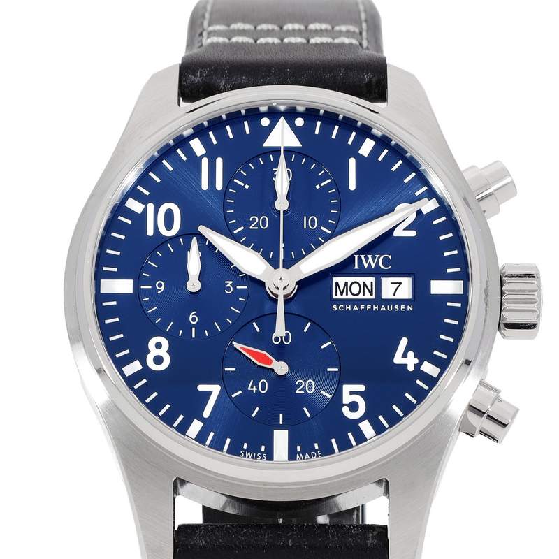 Montre d'occasion IWC Pilot Chronograph homme automatique bracelet cuir d'origine - vue D1