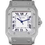Montre d'occasion CARTIER Santos mixte automatique bracelet acier - vue D1
