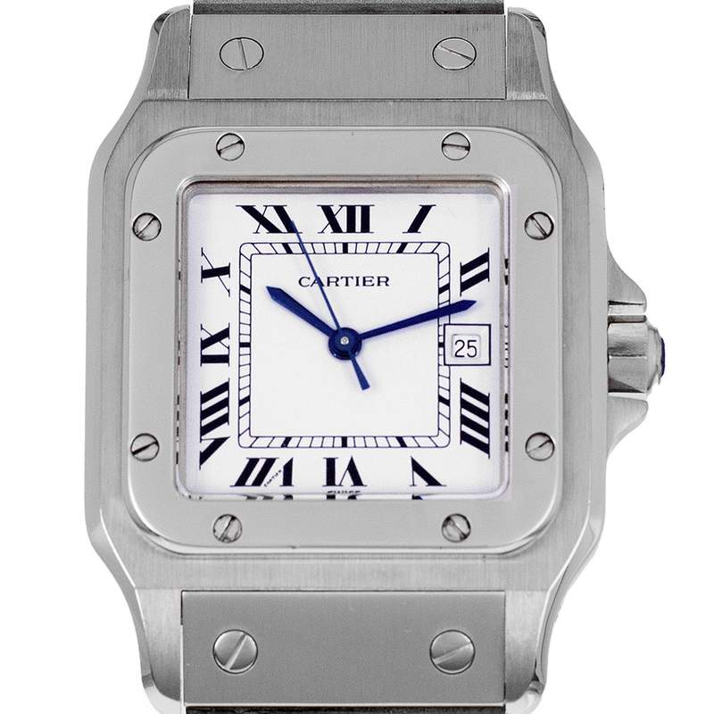 Montre d'occasion CARTIER Santos mixte automatique bracelet acier - vue D1