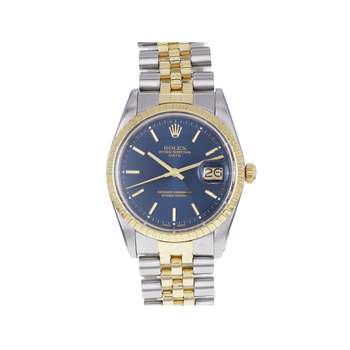 Montre d'occasion ROLEX Oyster Perpetual Date homme mouvement automatique certifié (cosc) bracelet or jaune 750/000 et acier