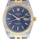 Montre d'occasion ROLEX Oyster Perpetual Date homme mouvement automatique certifié (cosc) bracelet or jaune 750/000 et acier - vue D1