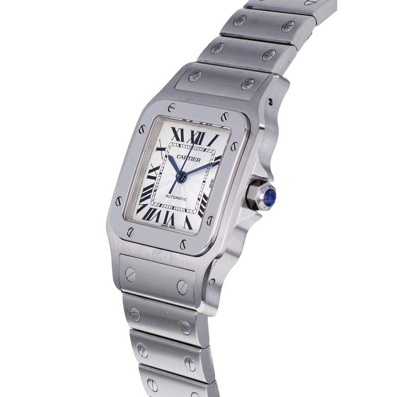 Montre d'occasion CARTIER Santos mixte automatique bracelet acier - vue D2