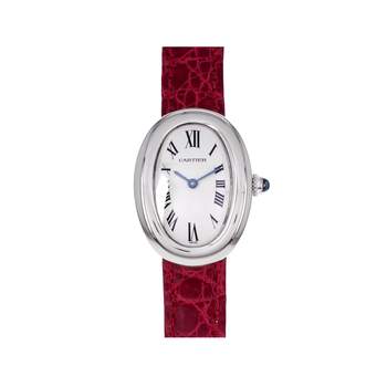 Montre d'occasion CARTIER Baignoire femme quartz bracelet cuir d'origine