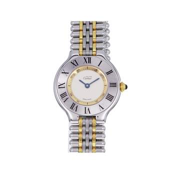 Montre d'occasion CARTIER Must 21 Moyen Modèle femme quartz bracelet acier et plaqué or