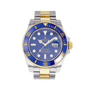 Montre d'occasion ROLEX Submariner Date Céramique homme mouvement automatique certifié (cosc) bracelet or jaune 750/000 et acier