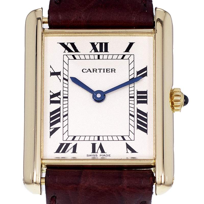 Montre d'occasion CARTIER Tank Louis Cartier mixte quartz bracelet cuir cresus - vue D1