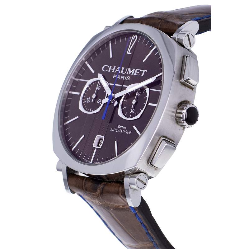 Montre d'occasion CHAUMET Dandy Chronographe homme automatique bracelet cuir d'origine - vue D2