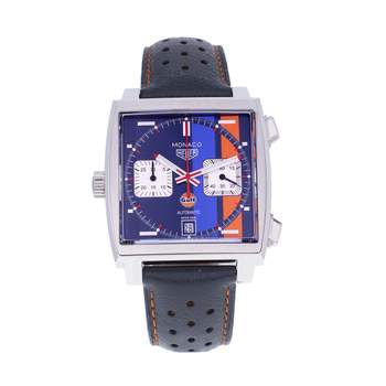 Montre d'occasion TAG HEUER Monaco Gulf homme automatique bracelet cuir d'origine
