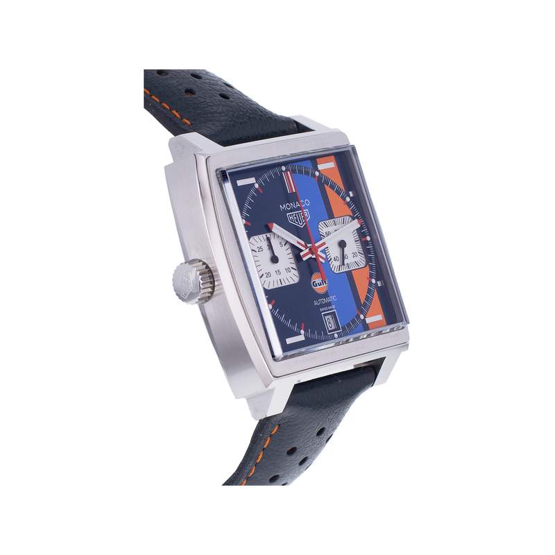 Montre d'occasion TAG HEUER Monaco Gulf homme automatique bracelet cuir d'origine - vue 2