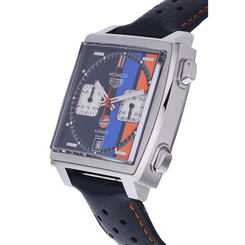 Montre d'occasion TAG HEUER Monaco Gulf homme automatique bracelet cuir d'origine - vue D2