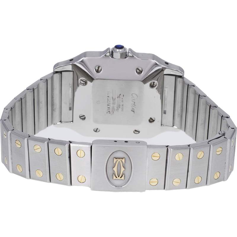 Montre d'occasion CARTIER Santos Carrée homme automatique bracelet or jaune 750/000 et acier - vue 3
