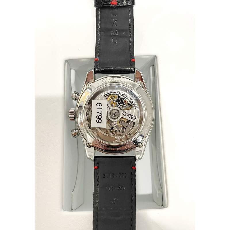 Montre d'occasion ZENITH El Primero Chronomaster mixte mouvement automatique certifié (cosc) bracelet cuir d'origine - vue D3
