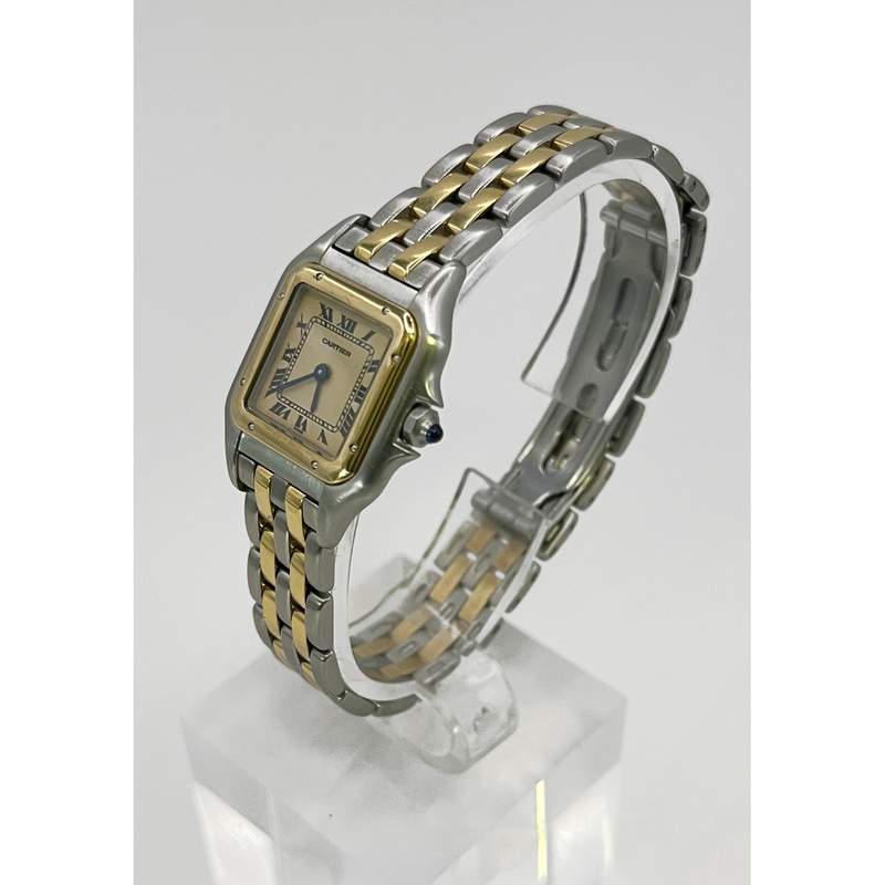 Montre d'occasion CARTIER Panthère Petit Modèle femme quartz bracelet or jaune 750/000 et acier - vue D2