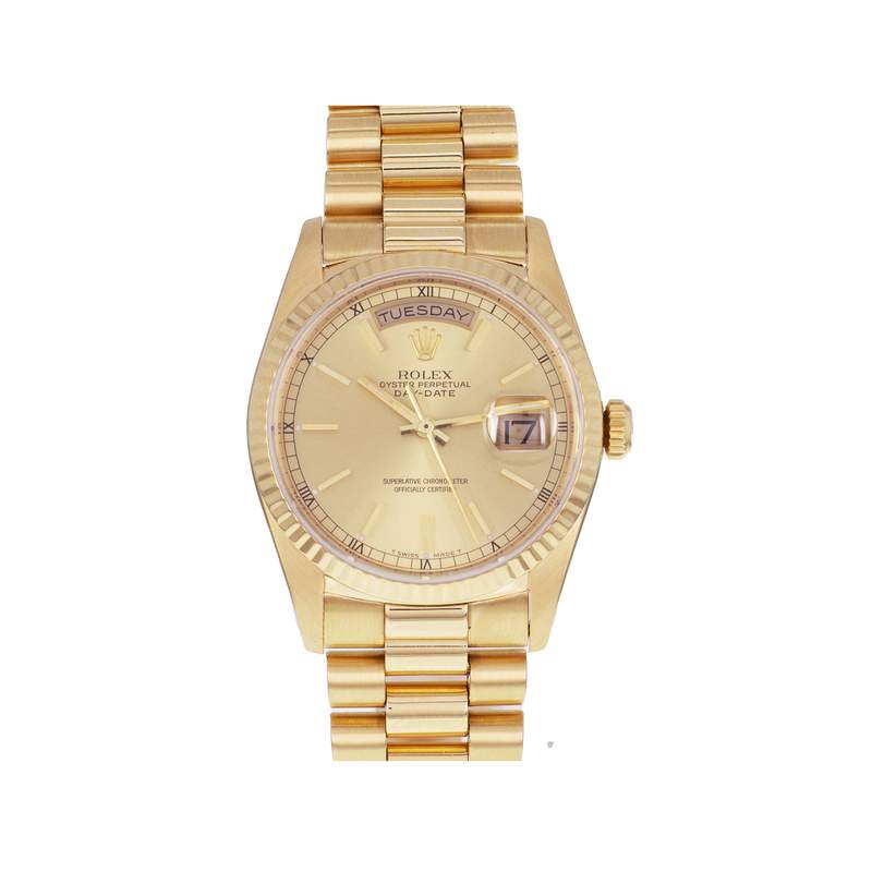 Montre d'occasion ROLEX Day-Date Or jaune mixte automatique bracelet or jaune 750/000 - vue 1