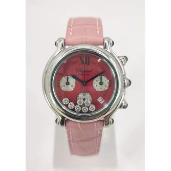 Montre d'occasion CHOPARD Happy Sport Diamants femme quartz bracelet cuir d'origine