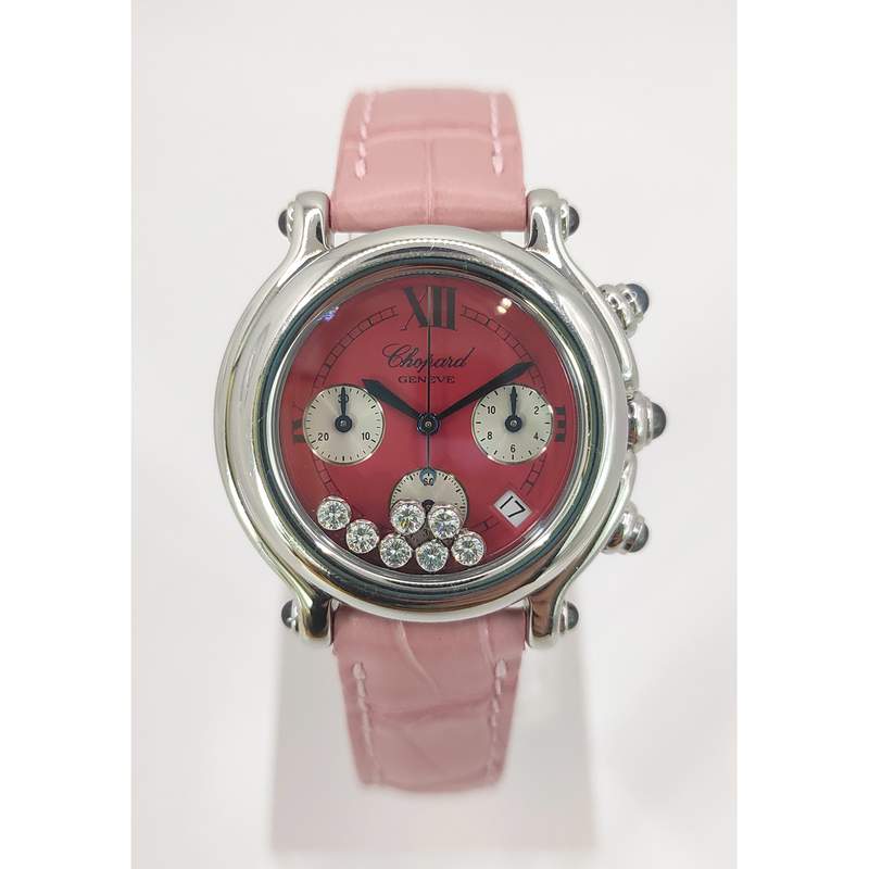 Montre d'occasion CHOPARD Happy Sport Diamants femme quartz bracelet cuir d'origine - vue 1
