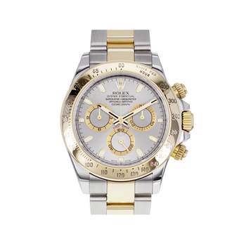 Montre d'occasion ROLEX Cosmograph Daytona homme mouvement automatique certifié (cosc) bracelet or jaune 750/000 et acier