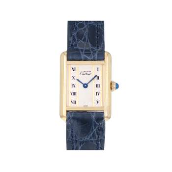Montre d'occasion CARTIER Tank Vermeil femme quartz bracelet cuir cresus