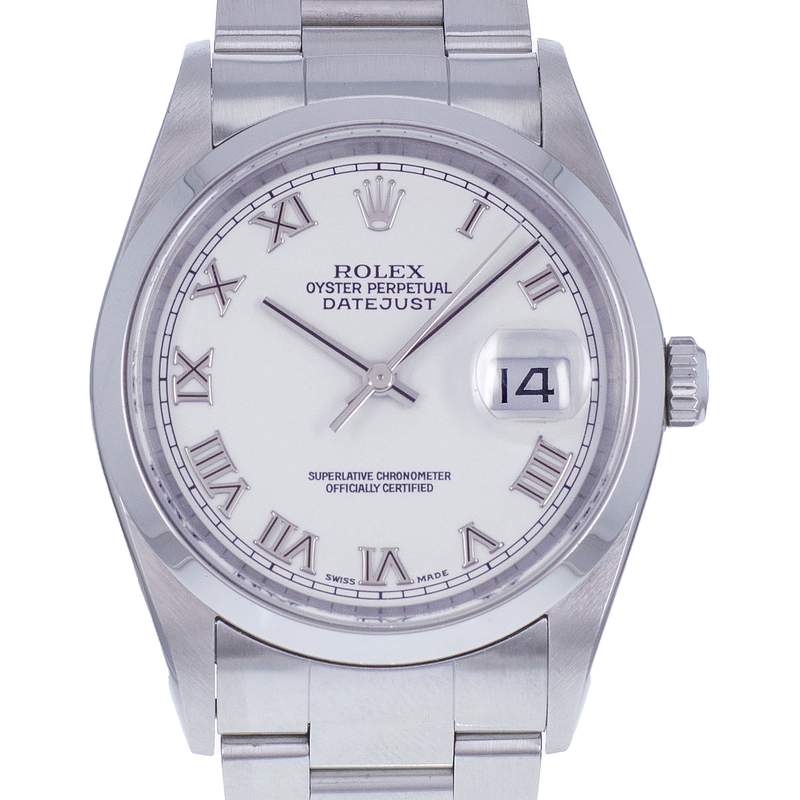 Montre d'occasion ROLEX DateJust 36 homme mouvement automatique certifié (cosc) bracelet acier - vue D1