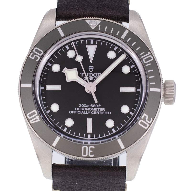 Montre d'occasion TUDOR Black Bay Fifty-Eight Argent homme mouvement automatique certifié (cosc) bracelet cuir d'origine - vue D1