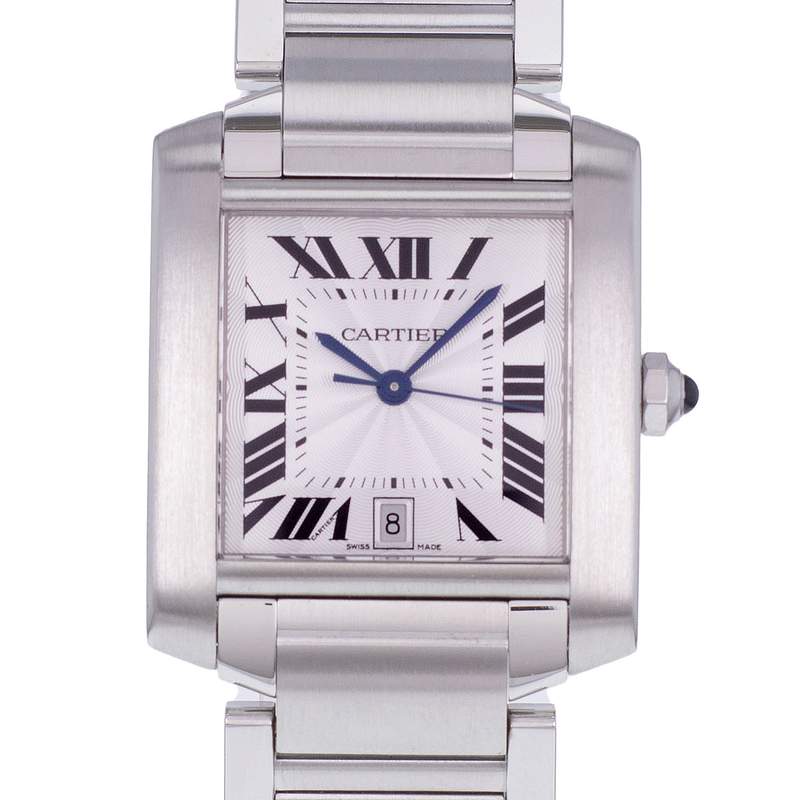 Montre d'occasion CARTIER Tank Française 28mm homme automatique bracelet acier - vue D1