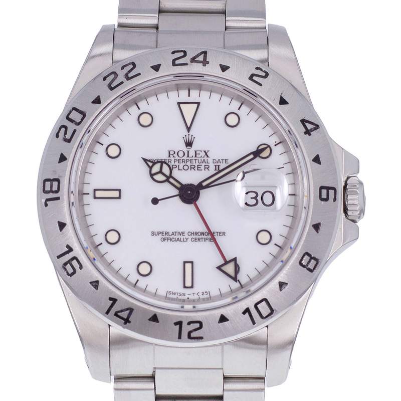 Montre d'occasion ROLEX Explorer II Chicchi Di Mais homme mouvement automatique certifié (cosc) bracelet acier - vue D1