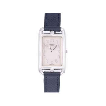 Montre d'occasion HERMES Nantucket Argent femme quartz bracelet cuir d'origine