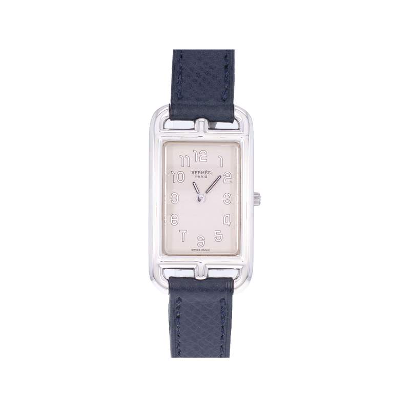 Montre d'occasion HERMES Nantucket Argent femme quartz bracelet cuir d'origine - vue 1