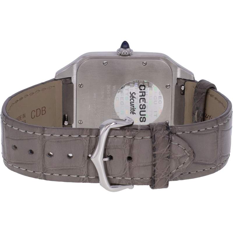 Montre d'occasion CARTIER Santos Dumont XL homme mécanique bracelet cuir d'origine - vue 3