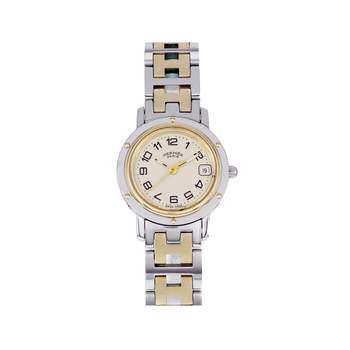 Montre d'occasion HERMES Clipper femme quartz bracelet acier et plaqué or