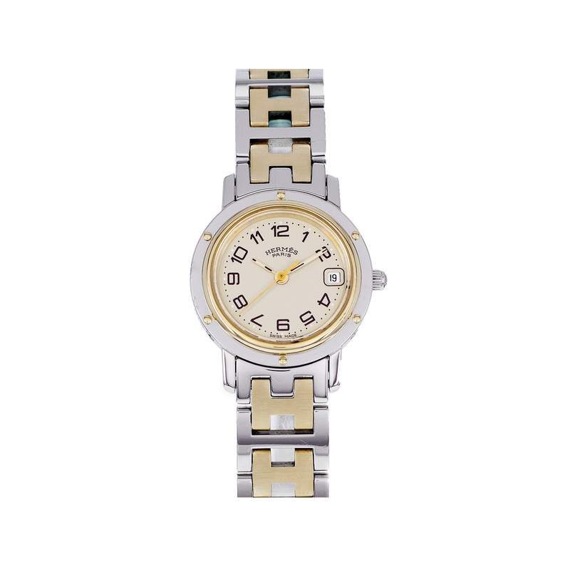 Montre d'occasion HERMES Clipper femme quartz bracelet acier et plaqué or - vue 1