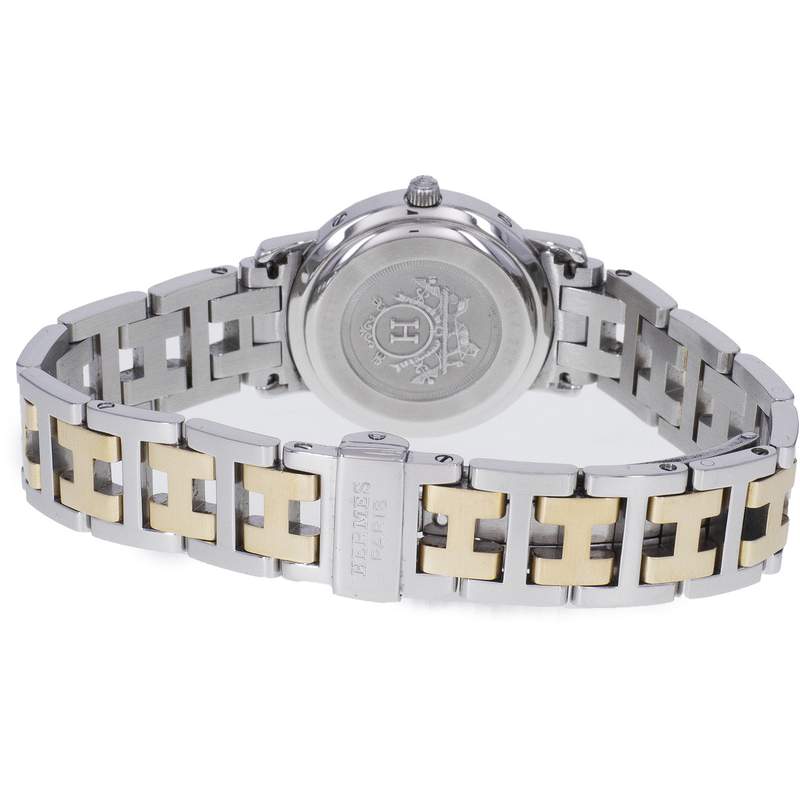 Montre d'occasion HERMES Clipper femme quartz bracelet acier et plaqué or - vue 3