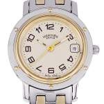 Montre d'occasion HERMES Clipper femme quartz bracelet acier et plaqué or - vue D1