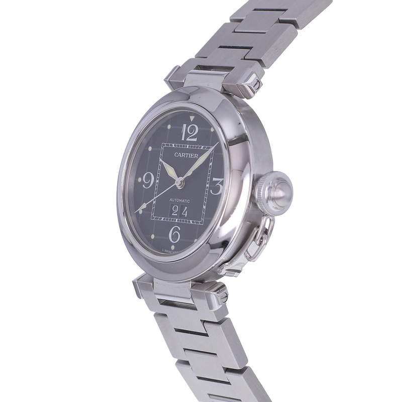 Montre d'occasion CARTIER Pasha C Grande Date mixte automatique bracelet acier - vue D2