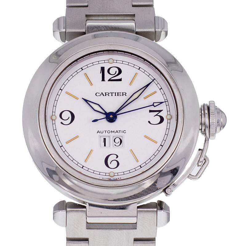 Montre d'occasion CARTIER Pasha C Grande Date mixte automatique bracelet acier - vue D1
