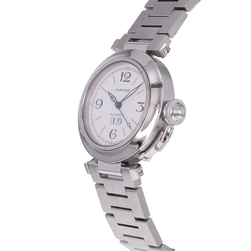 Montre d'occasion CARTIER Pasha C Grande Date femme automatique bracelet acier - vue D2